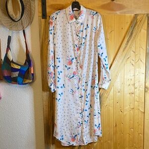 Floral Long Sleeve Button-Up Dress
